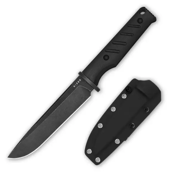 Kizer Camp 180 Fixed Blade AEB-L Stahl G10 All Black Kydexscheide