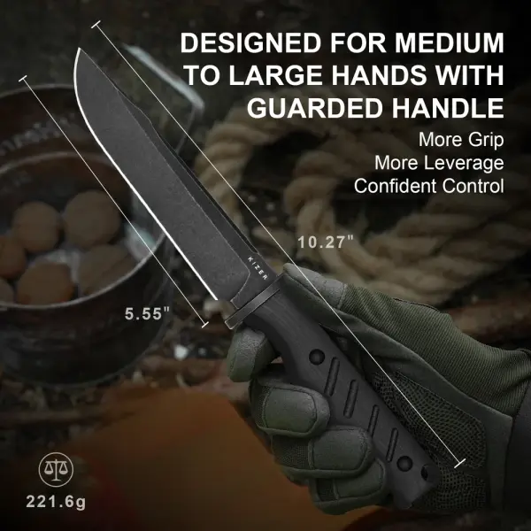 Kizer Camp 180 Fixed Blade AEB-L Stahl G10 All Black Kydexscheide