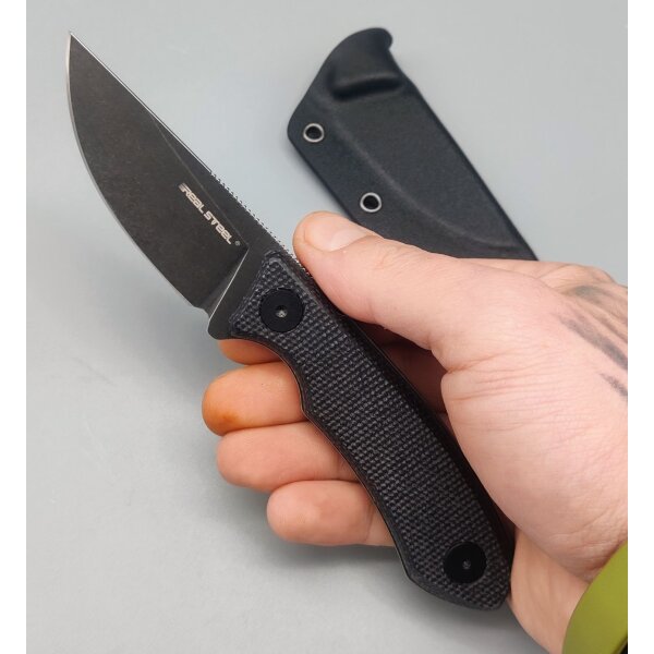 Real Steel Receptor Blackwash Neckknife EDC Micarta 14C28N Stahl