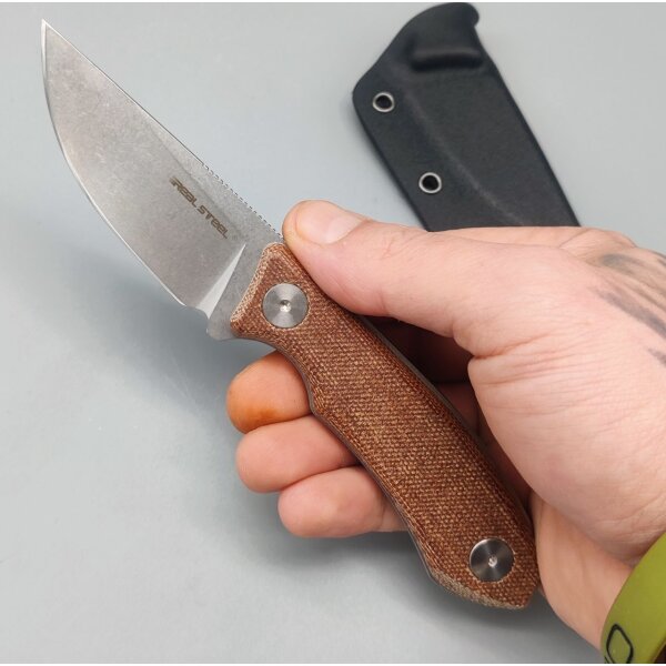 Real Steel Receptor Stonewash Neckknife EDC Micarta 14C28N Stahl