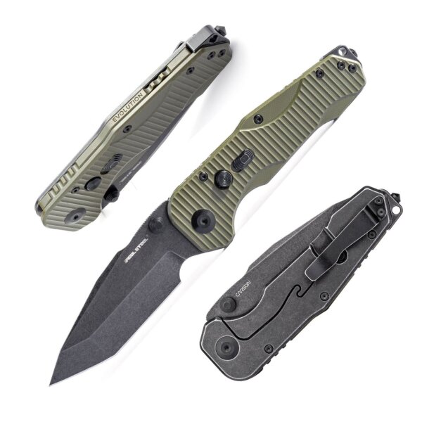 Real Steel RSK Evolution Ironclad D2 Stahl Framelock G10 Griff Green Tanto