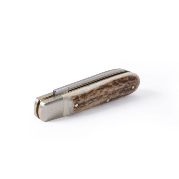 OTTER 166 Hirschhorn - klassiches Taschenmesser mit Horn und Carbonstahl Slipjoint Made in Solingen Germany Barlow Style