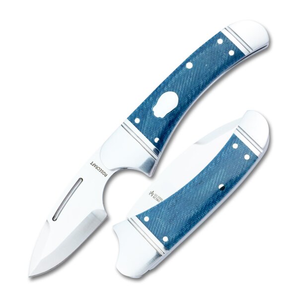 RoseCraft Blades Zambezi Blue Micarta D2 Stahl Slipjoint