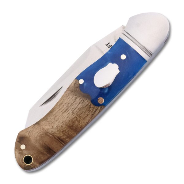 RoseCraft Blades Ocoee River Kayak Blue Resin Burl D2 Stahl Slipjoint