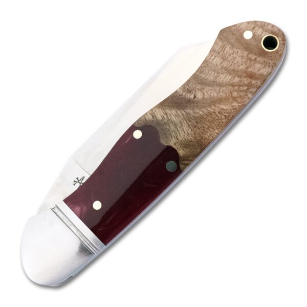 RoseCraft Blades Ocoee River Kayak Red Resin Burl D2 Stahl Slipjoint