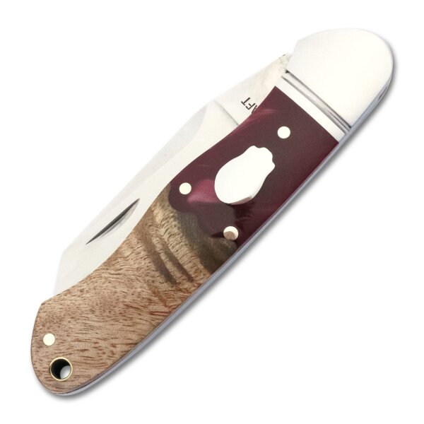 RoseCraft Blades Ocoee River Kayak Red Resin Burl D2 Stahl Slipjoint