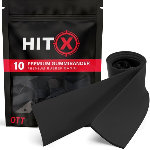 HITX Gummibänder schwarz 0,65 mm 10 Stück Over the Top für Zwille
