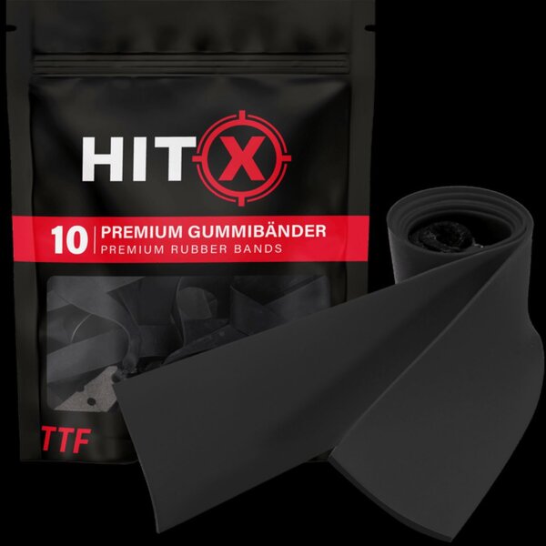 HITX Gummibänder schwarz 0,65 mm 10 Stück Through the Fork für Zwille