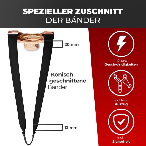 HITX Gummibänder rot 1,0 mm 10 Stück Through the Fork für Zwille