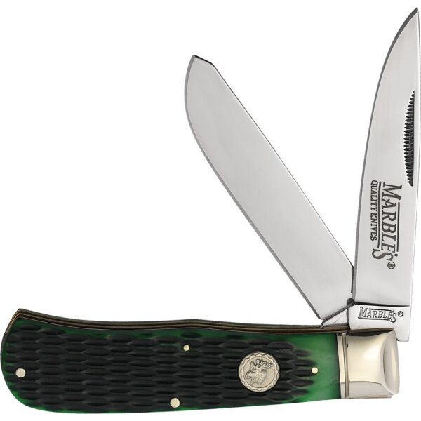 Marbles Jumbo Trapper Green Bone Slipjoint Taschenmesser