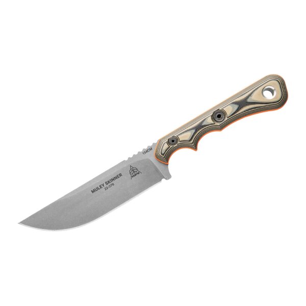 TOPS Knives Muley Skinner Tan Black G10 154CM Stahl Kydexscheide