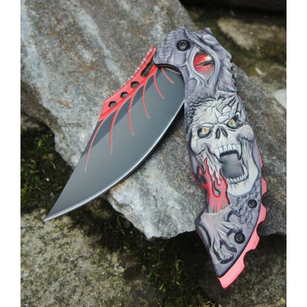 Haller NIGHTMARE I Messer Fantasy 3D Relief 420 Stahl Aluminiumgriff