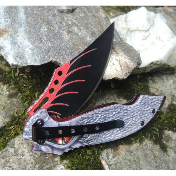 Haller NIGHTMARE I Messer Fantasy 3D Relief 420 Stahl Aluminiumgriff