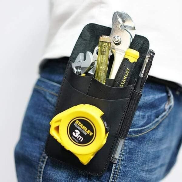 Viperade PJ14 Schwarz Lederholster für EDC Gear 4 Taschen