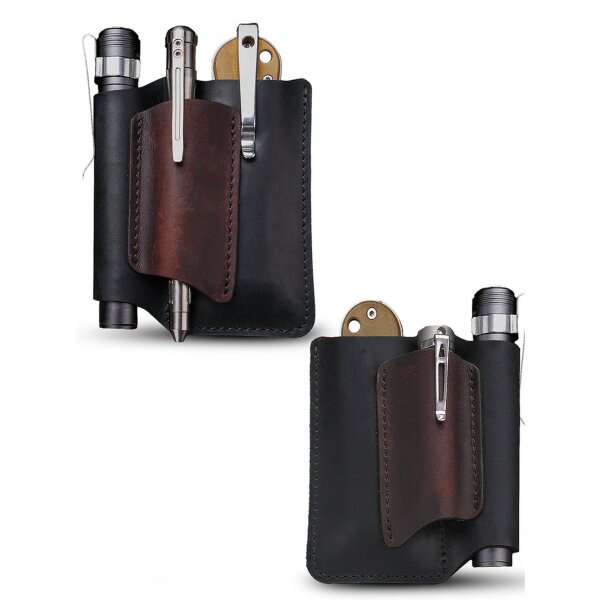 Viperade PJ38-L Schwarz Lederholster für EDC Gear Lederetui