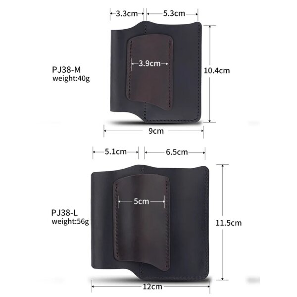 Viperade PJ38-L Schwarz Lederholster für EDC Gear Lederetui