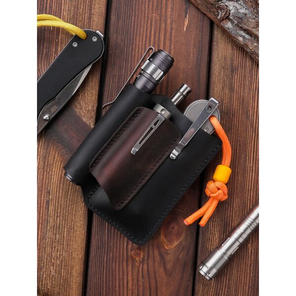 Viperade PJ38-L Schwarz Lederholster für EDC Gear Lederetui