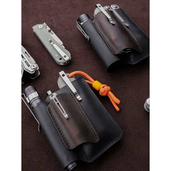 Viperade PJ38-L Schwarz Lederholster für EDC Gear Lederetui