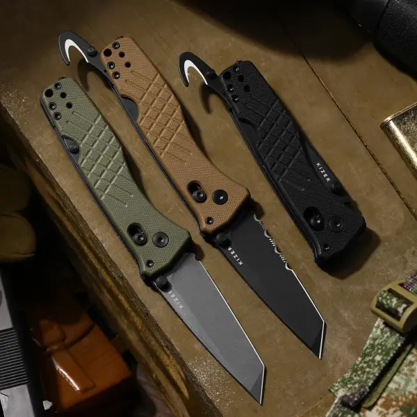 Kizer Aegis T Taschenmesser Rettungsmesser AEB-L Stahl G10 Grün