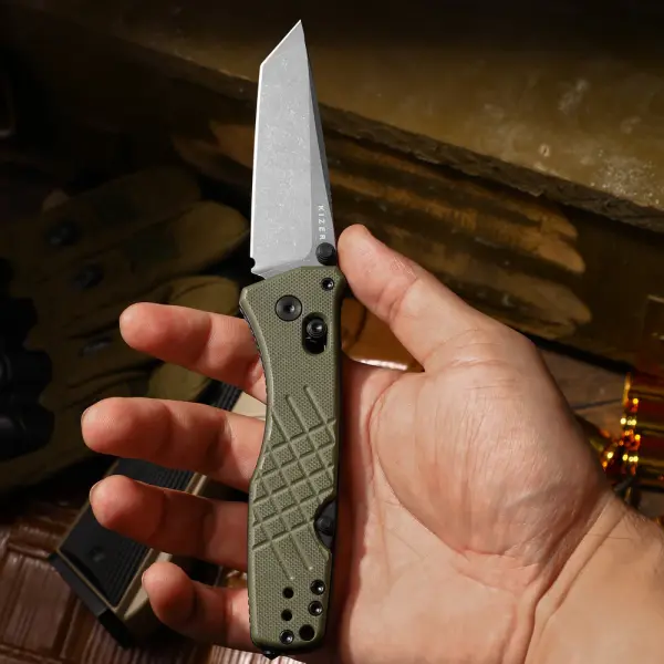 Kizer Aegis T Taschenmesser Rettungsmesser AEB-L Stahl G10 Grün