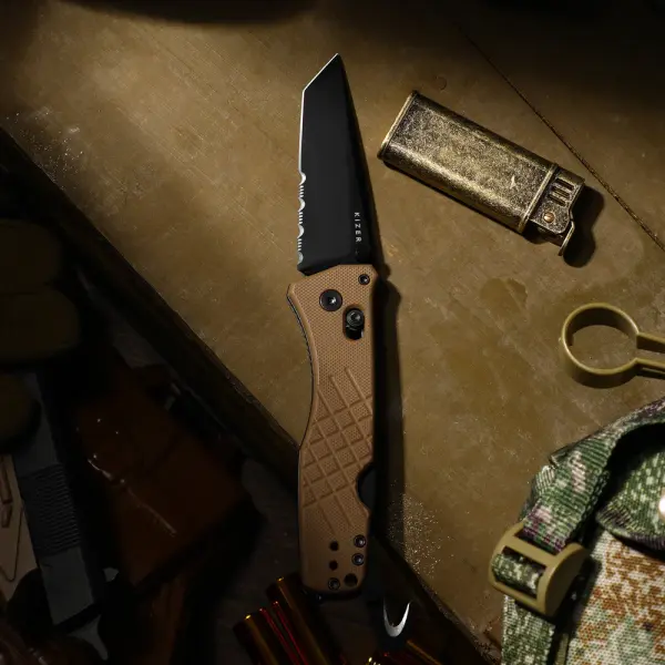 Kizer Aegis T Taschenmesser Rettungsmesser AEB-L Stahl G10 Coyote