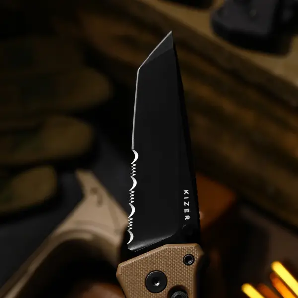 Kizer Aegis T Taschenmesser Rettungsmesser AEB-L Stahl G10 Coyote