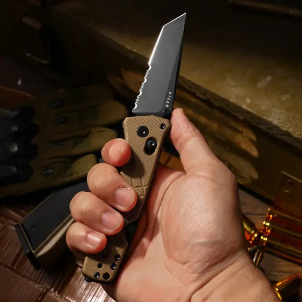 Kizer Aegis T Taschenmesser Rettungsmesser AEB-L Stahl G10 Coyote