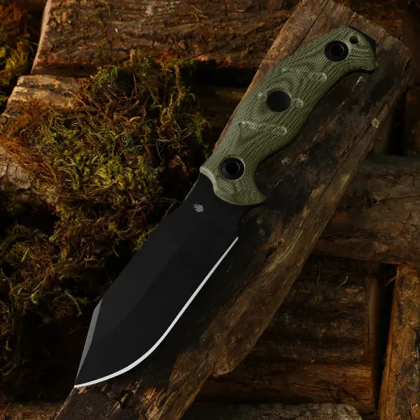 Kizer Sheepdog Survival Fahrtenmesser 1095 Stahl Micarta Grün