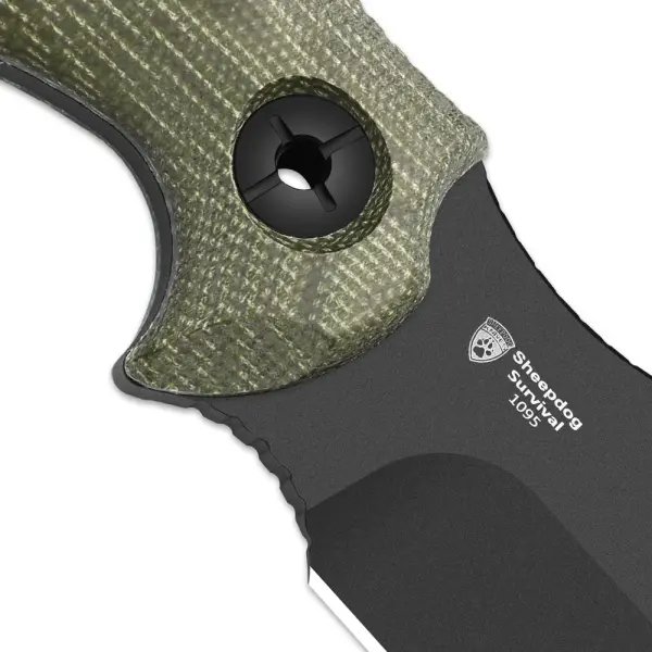 Kizer Sheepdog Survival Fahrtenmesser 1095 Stahl Micarta Grün