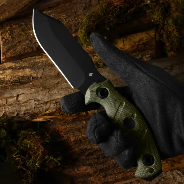 Kizer Sheepdog Survival Fahrtenmesser 1095 Stahl Micarta Grün