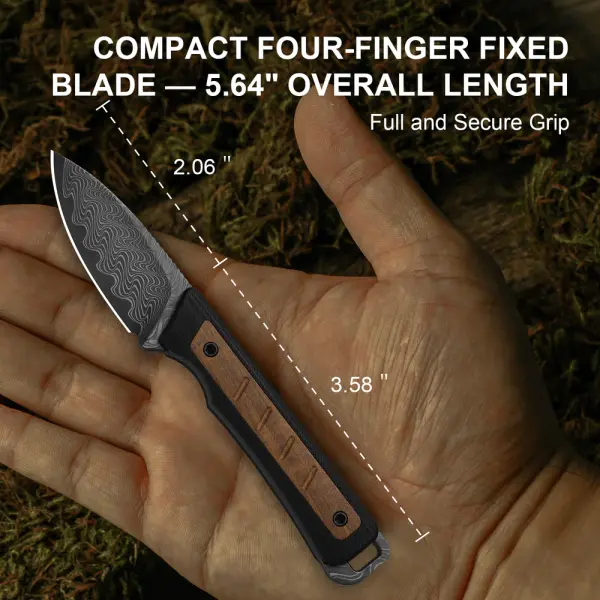 Kizer Whiskey Jack Fahrtenmesser Damast G10 & Mkuruti Holz EDC