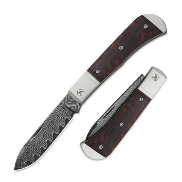 Kizer Trestle D Slipjoint Damast Aluminium & Leopardholz