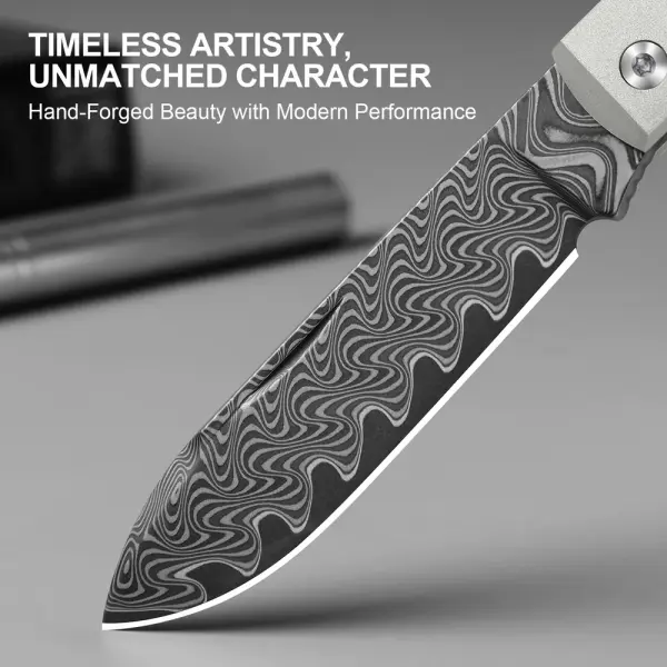 Kizer Trestle D Slipjoint Damast Aluminium & Leopardholz