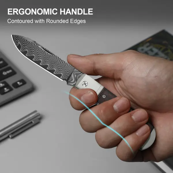 Kizer Trestle D Slipjoint Damast Aluminium & Leopardholz