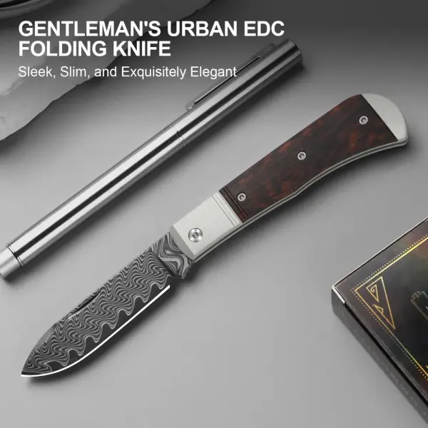 Kizer Trestle D Slipjoint Damast Aluminium & Leopardholz