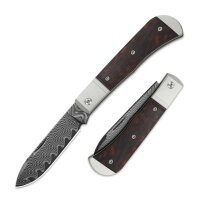 Kizer Trestle D Slipjoint Damast Aluminium & Leopardholz