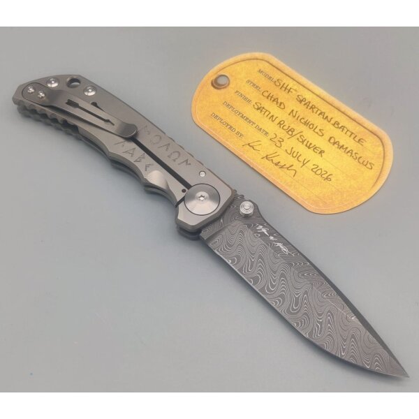 Spartan Blades Messer SF5 Damast Chad Nichols Stahl Harsey Folder - Spartan Battle