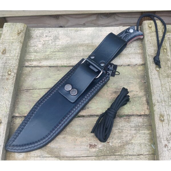 Joker Bush Camp Knife Bushcraftmesser N695 Stahl 6mm stark Lederscheide Dangler