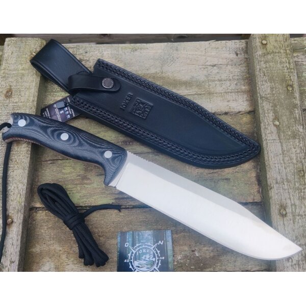 Joker Bush Camp Knife Bushcraftmesser N695 Stahl 6mm stark Lederscheide Dangler