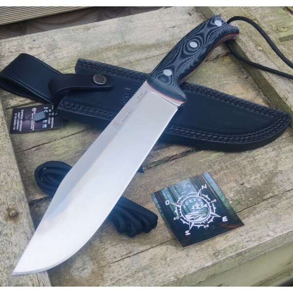 Joker Bush Camp Knife Bushcraftmesser N695 Stahl 6mm stark Lederscheide Dangler