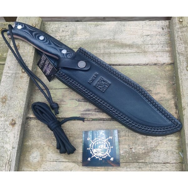 Joker Bush Camp Knife Bushcraftmesser N695 Stahl 6mm stark Lederscheide Dangler
