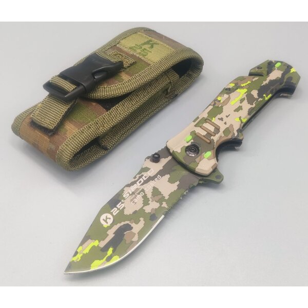 K25 SIROCCO Rescue Knife + Etui Rettungsmesser 7Cr17MoV Stahl Camo