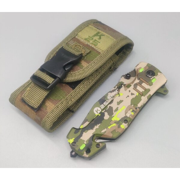 K25 SIROCCO Rescue Knife + Etui Rettungsmesser 7Cr17MoV Stahl Camo
