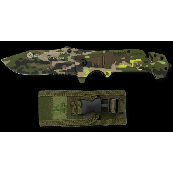K25 SIROCCO Rescue Knife + Etui Rettungsmesser 7Cr17MoV Stahl Camo