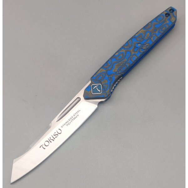 Tokisu Blue Mix Micarta Taschenmesser 7Cr17MoV Stahl