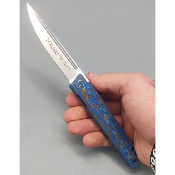 Tokisu Blue Mix Micarta II Taschenmesser 7Cr17MoV Stahl