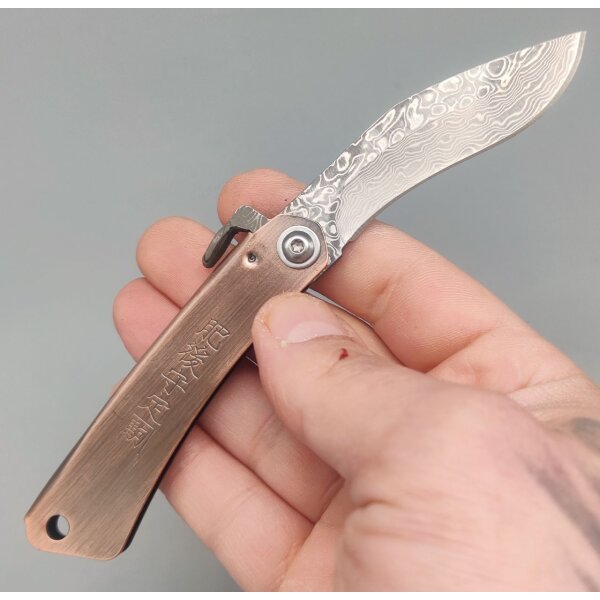 Albainox Messer Damast 67 Lagen Kukri Friction Folder Stahlgriff
