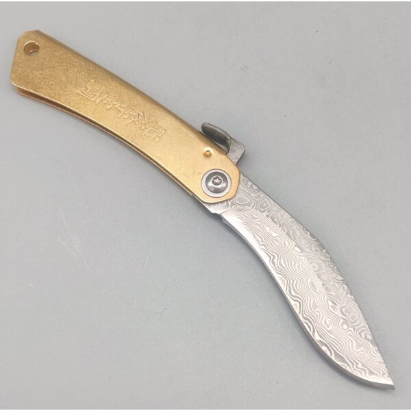 Albainox Messer Damast 67 Lagen Kukri Friction Folder Messing
