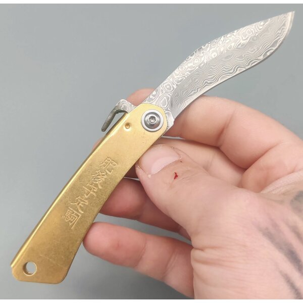 Albainox Messer Damast 67 Lagen Kukri Friction Folder Messing