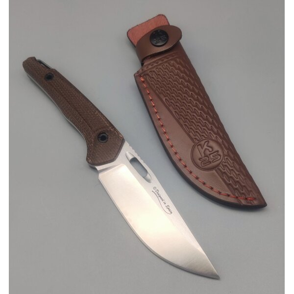 K25 Caramel Micarta Fixed Blade Fahrtenmesser 7Cr17MoV Stahl